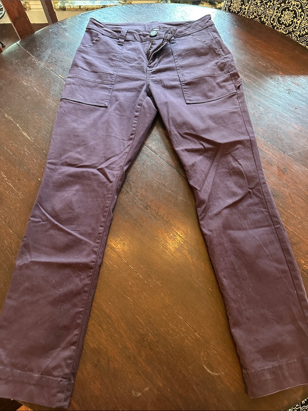 CAbi Plum Straight-Leg Utility Pants